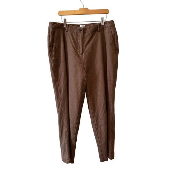 LL Bean Brown Herringbone Brushed Cotton Flannel Dress Pants 16P - Picture 1 of 6